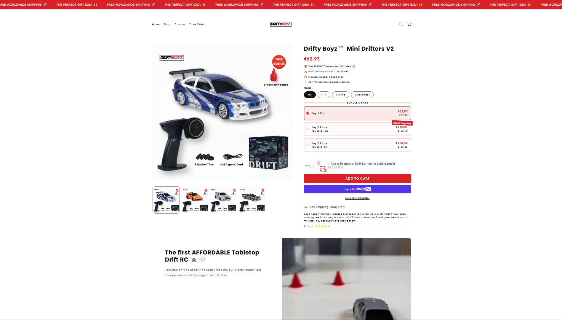 Dropshipping Website Example - Drifty Boyz Mini Drifters